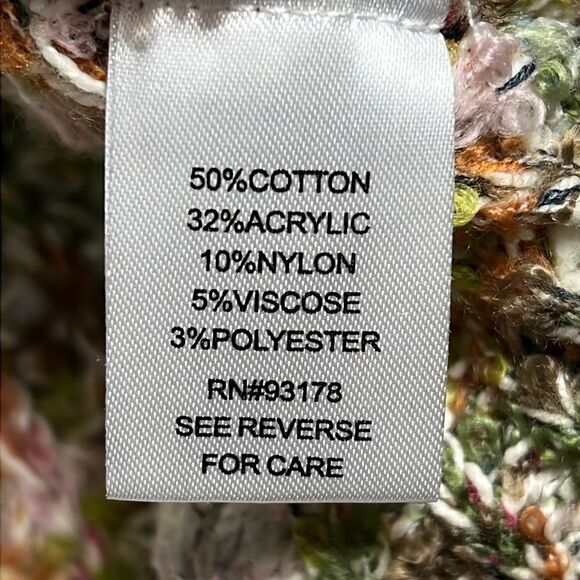 CHELSEA & Theodore Boho Reverse Stitched Multi Melange Knit V-Neck Sweater XS - Picture 6 of 6